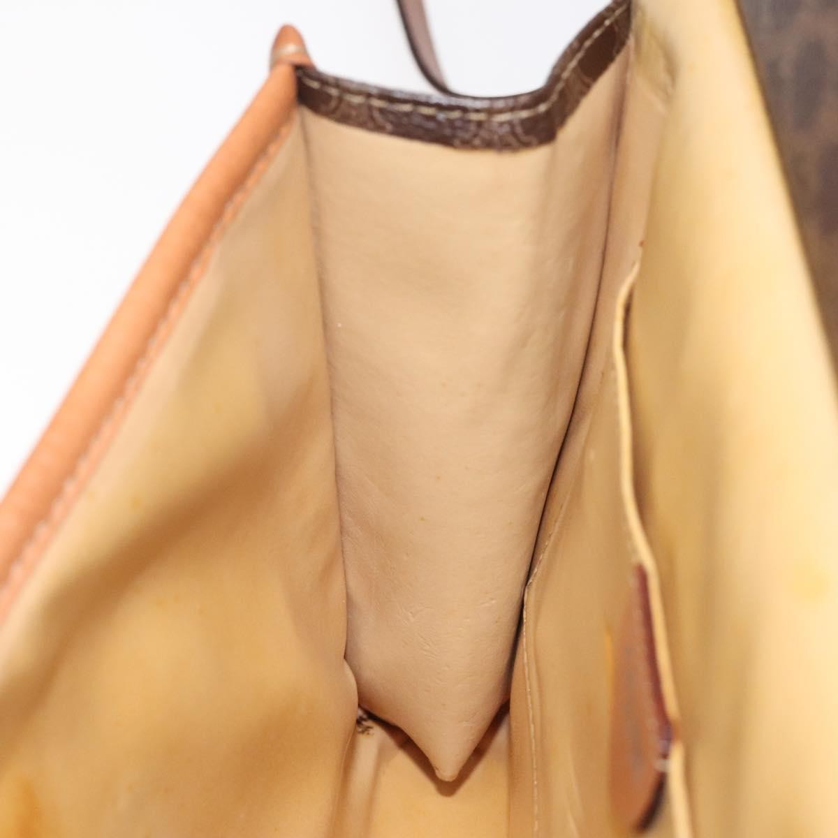 Celine Vintage Macadam Shoulder Bag Canvas and Leather, Brown, Canvas, Shoulder Bag