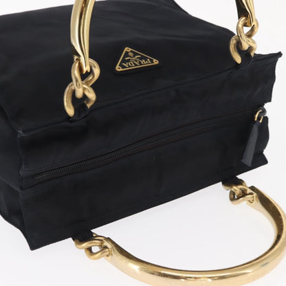 Prada Metal Handles Tote Tessuto, Navy, Nylon, Tote Bag