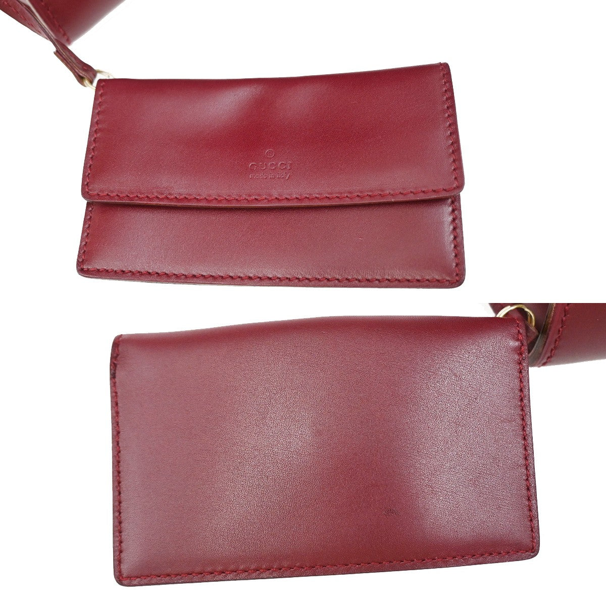 Gucci Belt Buckle Top Handle Bag Leather, RED, LEATHER, Handbag