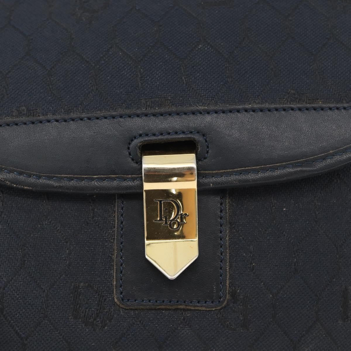 Christian Dior Vintage Honeycomb Flap Crossbody Bag Canvas and Leather, BLACK, CANVAS, Shoulder bag