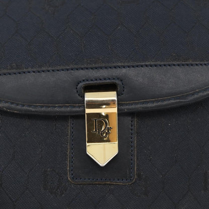 Christian Dior Vintage Honeycomb Flap Crossbody Bag Canvas and Leather, BLACK, CANVAS, Shoulder bag