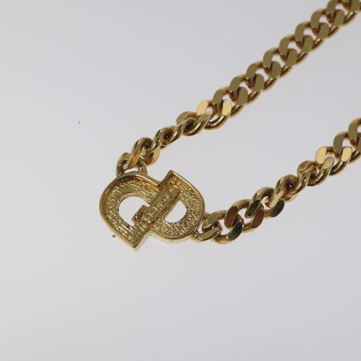 Christian Dior CD Pendant Necklace Metal and Crystals, GOLD, METAL, Necklace
