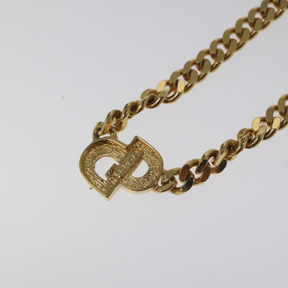 Christian Dior CD Pendant Necklace Metal and Crystals, GOLD, METAL, Necklace