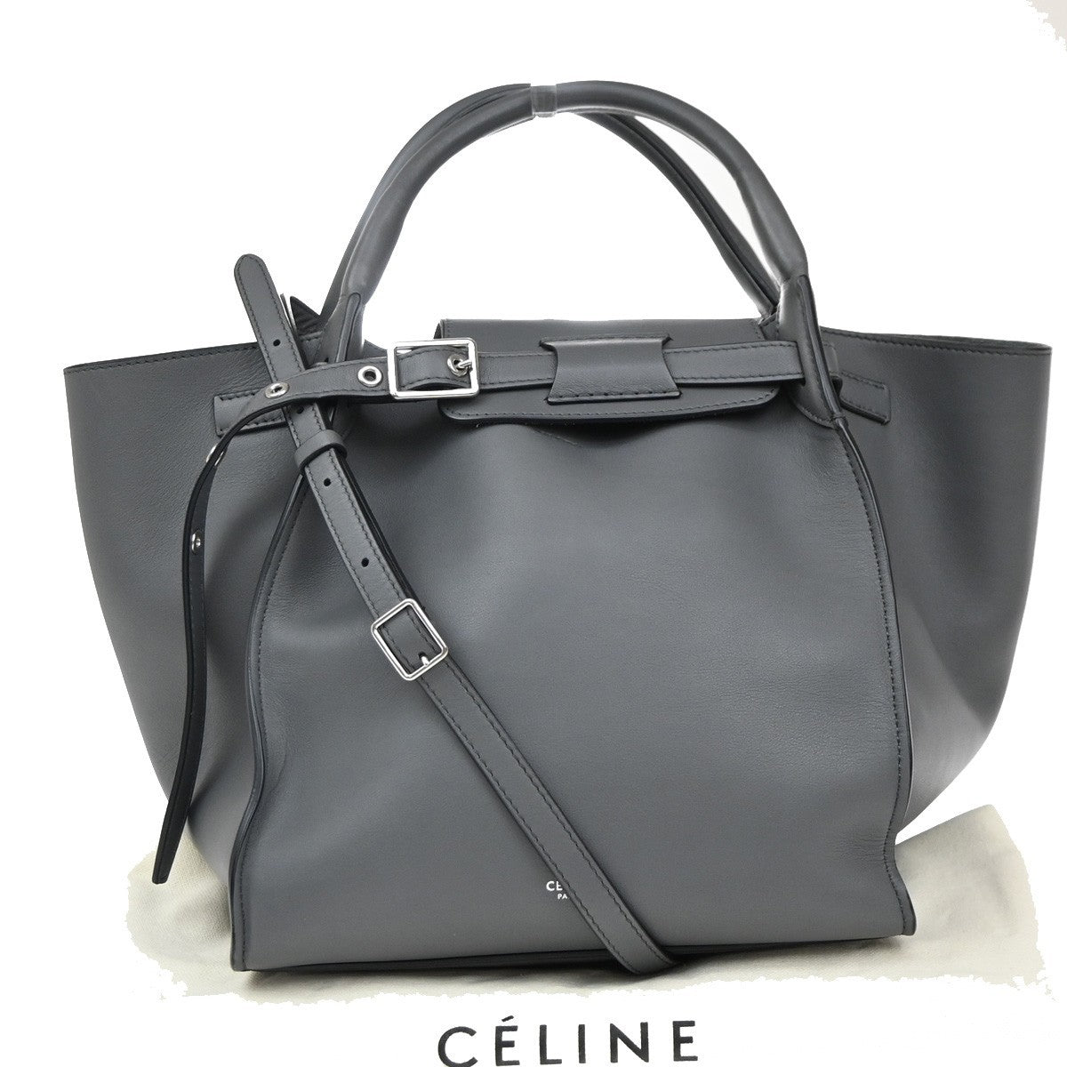 Celine Big Bag Smooth Leather, GRAY, LEATHER, Handbag