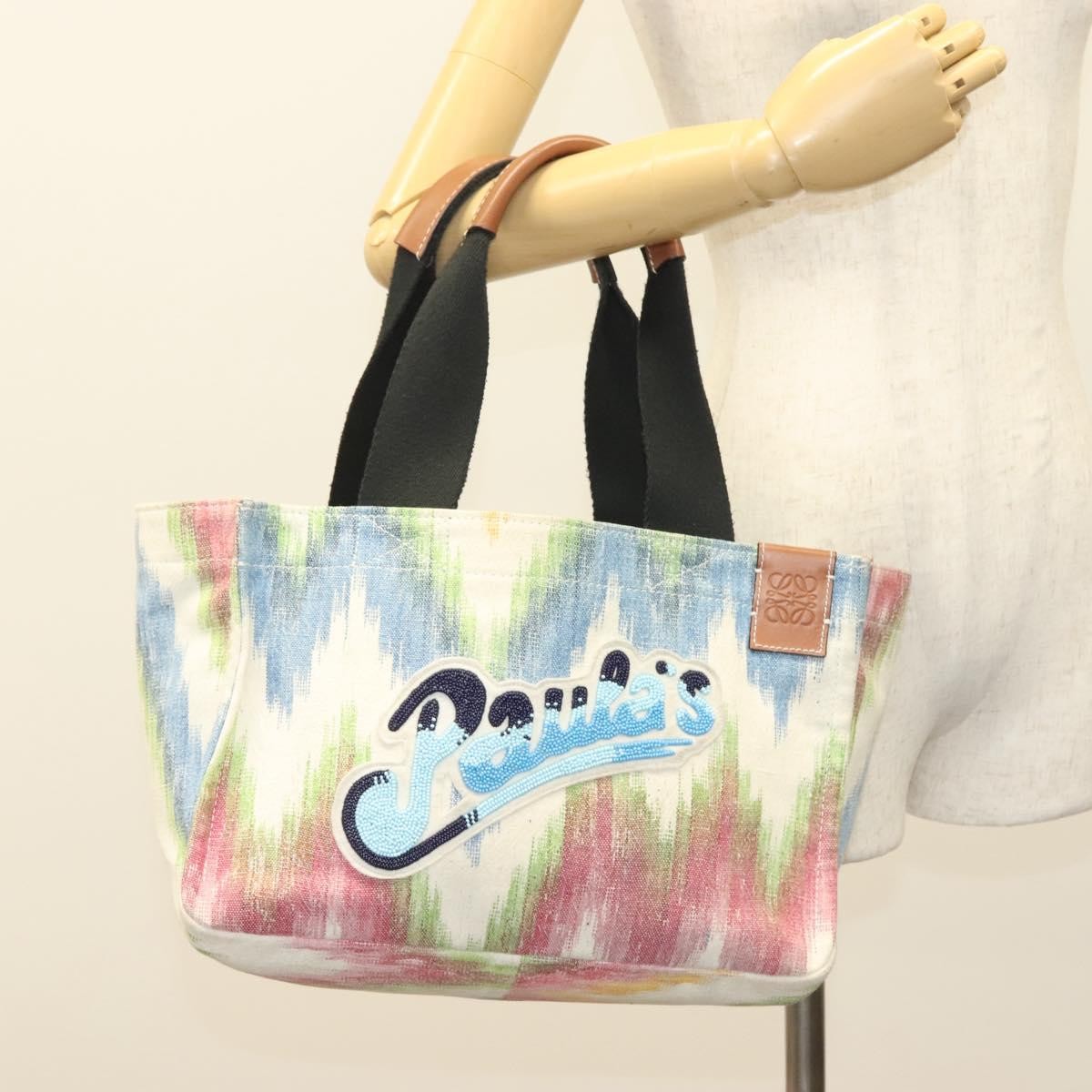 Loewe Paula's Ibiza Tote Embellished Printed Canvas, MULTICOLOUR, CANVAS, Tote bag