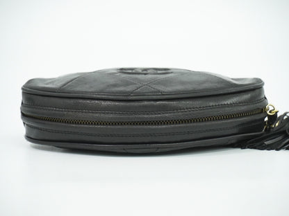 Chanel Vintage Diamond CC Tassel Clutch Quilted Lambskin, BLACK, LEATHER, Clutche & pouche