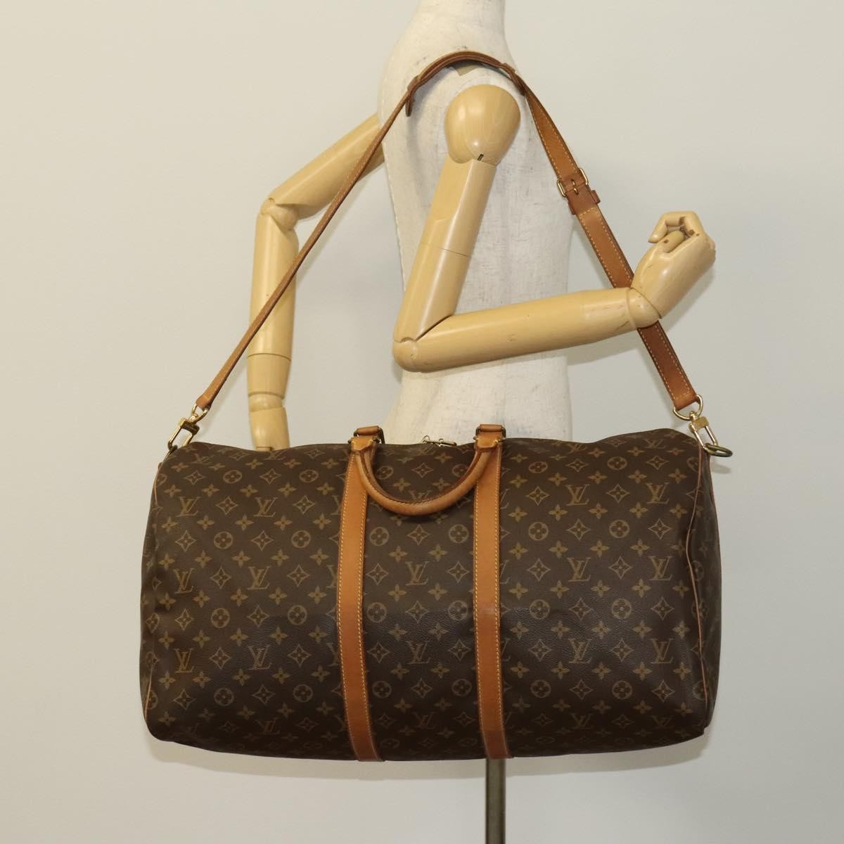 Louis Vuitton Keepall Bandouliere Bag Monogram Canvas, BROWN, CANVAS, Travel bag