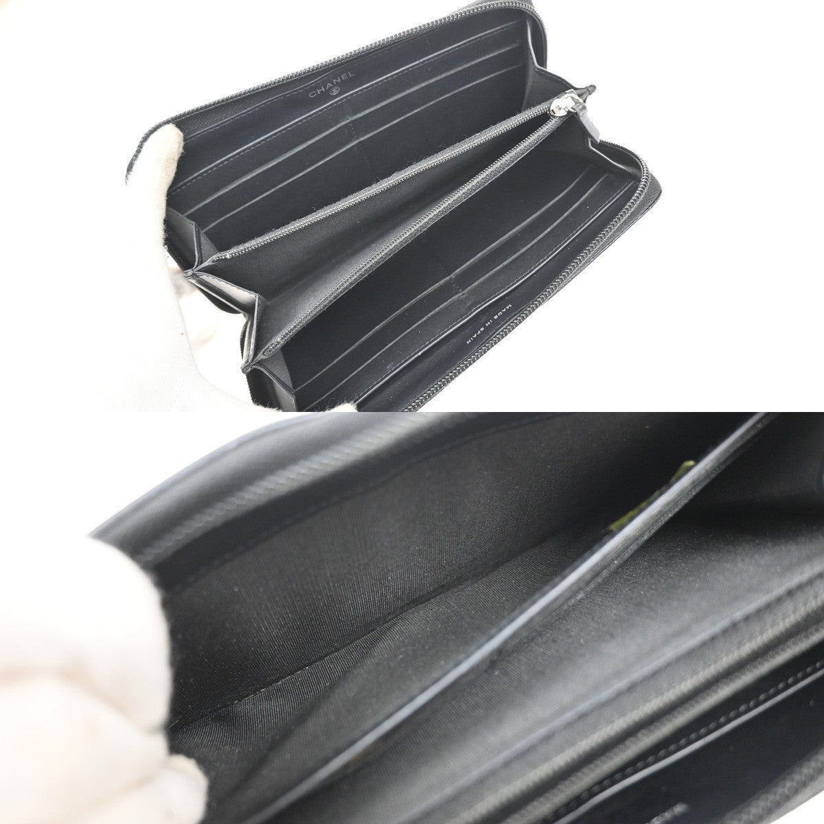Chanel CC Zip Around Wallet Leather, Black, Leather, Wallet