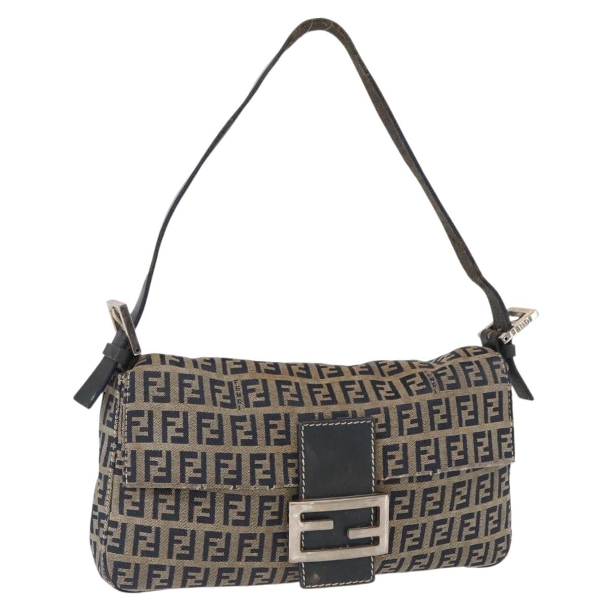 Fendi Baguette Bag Zucchino Canvas, NAVY, CANVAS, Shoulder bag