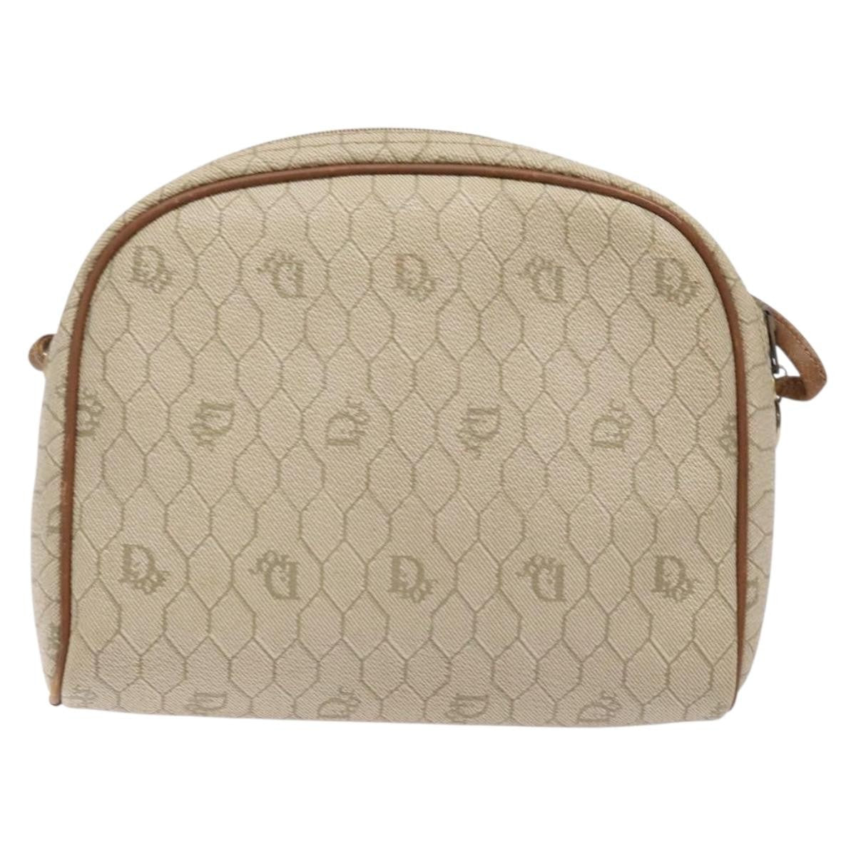 Christian Dior Vintage Honeycomb Shoulder Bag Canvas, BEIGE, CANVAS, Shoulder bag