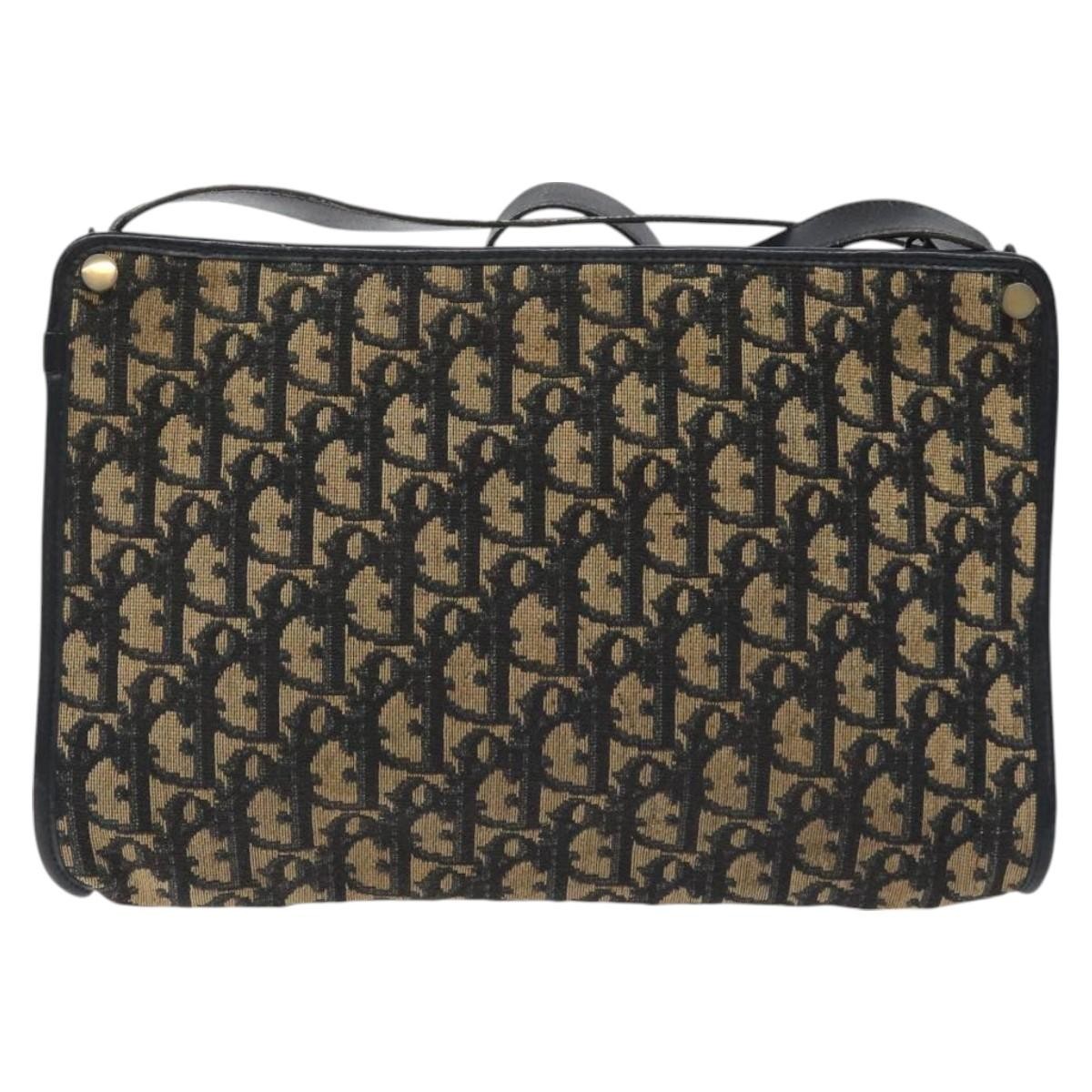 Christian Dior Vintage Trotter Shoulder Bag Canvas, NAVY, CANVAS, Shoulder bag