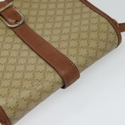Celine Vintage Macadam Shoulder Bag Canvas and Leather, Beige, Canvas, Shoulder Bag