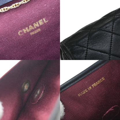 Chanel Vintage Round Flap Bag Quilted Lambskin, BLACK, LEATHER, Shoulder bag