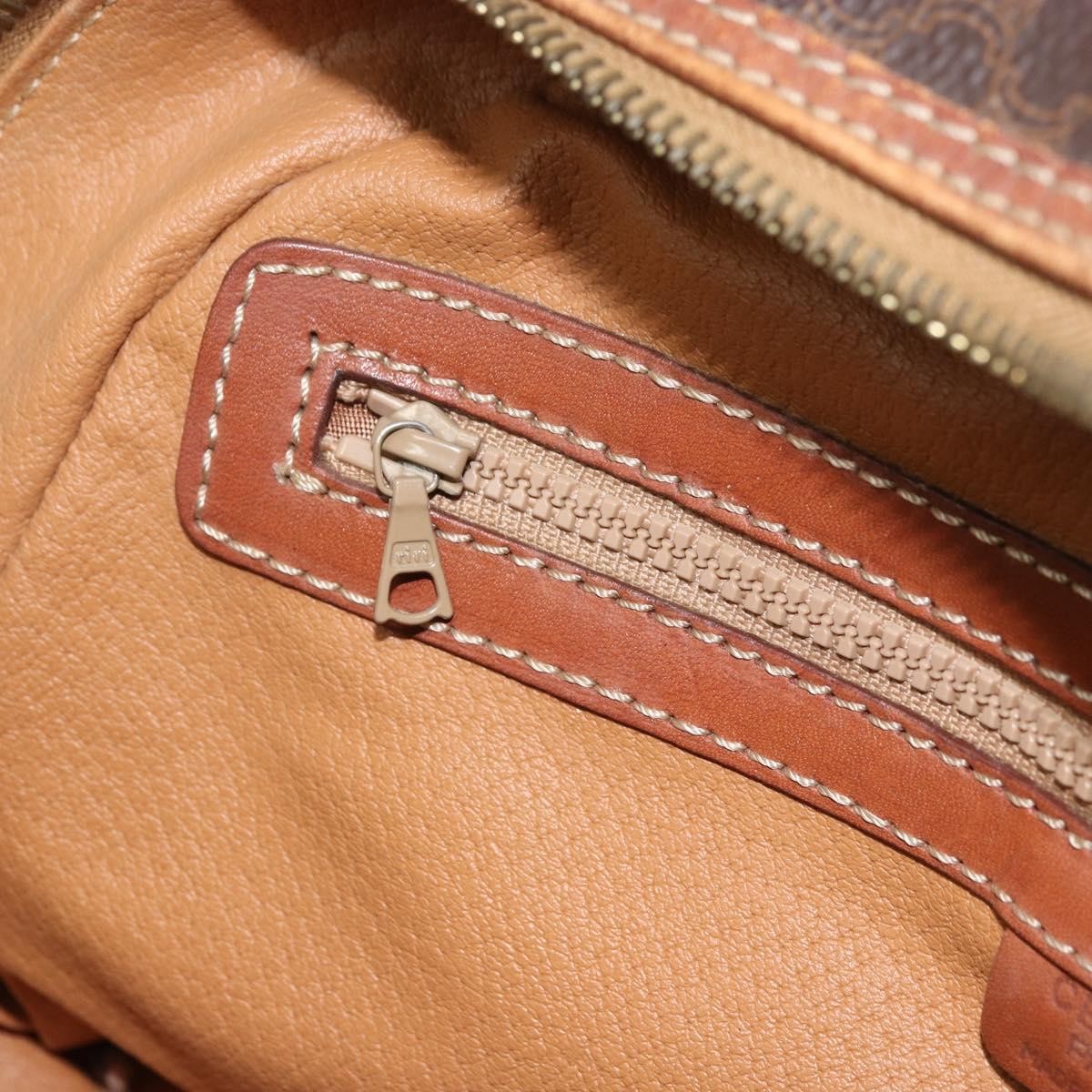 Celine Vintage Macadam Handbag Canvas and Leather, BROWN, CANVAS, Handbag