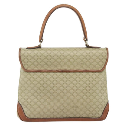 Celine Vintage Macadam Handbag Canvas and Leather, BEIGE, CANVAS, Handbag