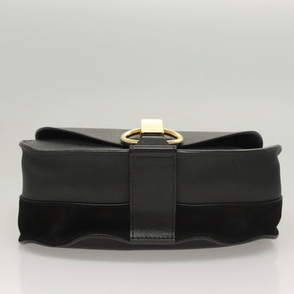 Chloe Goldie Shoulder Bag Leather, BLACK, LEATHER, Shoulder bag