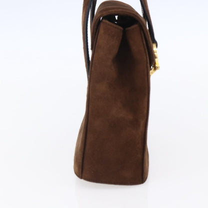 Salvatore Ferragamo Gancini handbag Suede, BROWN, SUEDE, Handbag