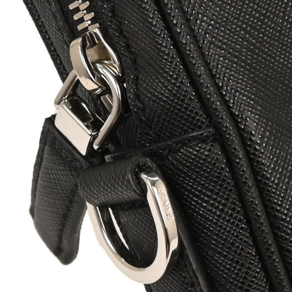 Prada Convertible Zip Around Briefcase Saffiano Leather, BLACK, LEATHER, Handbag