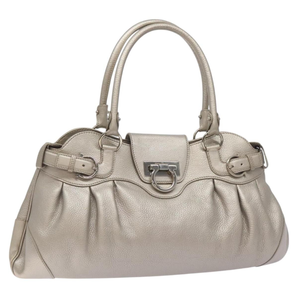 Salvatore Ferragamo Marisa Satchel Leather, SILVER, LEATHER, Shoulder bag