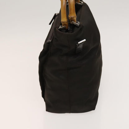 Gucci Vintage Bamboo Handle Bag Nylon, BROWN, NYLON, Handbag