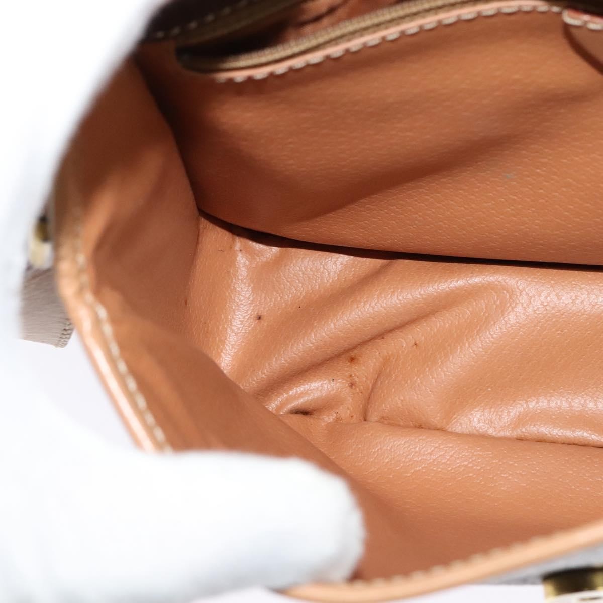 Celine Vintage Macadam Circle Logo Shoulder Bag Canvas and Leather, Brown, Canvas, Shoulder Bag