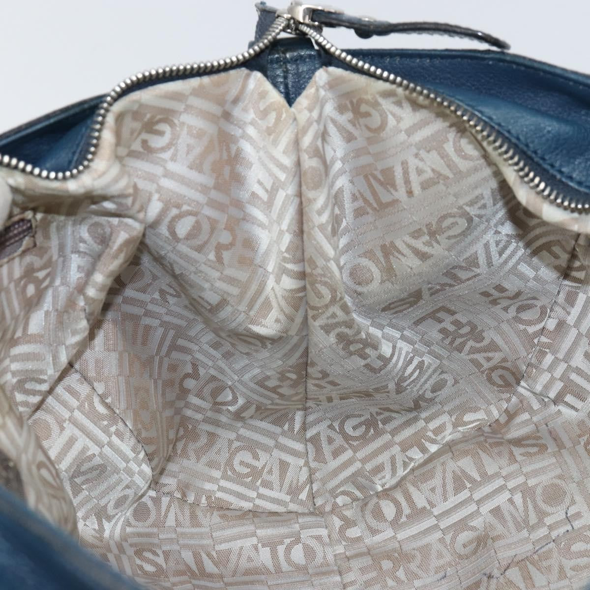 Salvatore Ferragamo Gancini handbag Leather, BLUE, LEATHER, Handbag