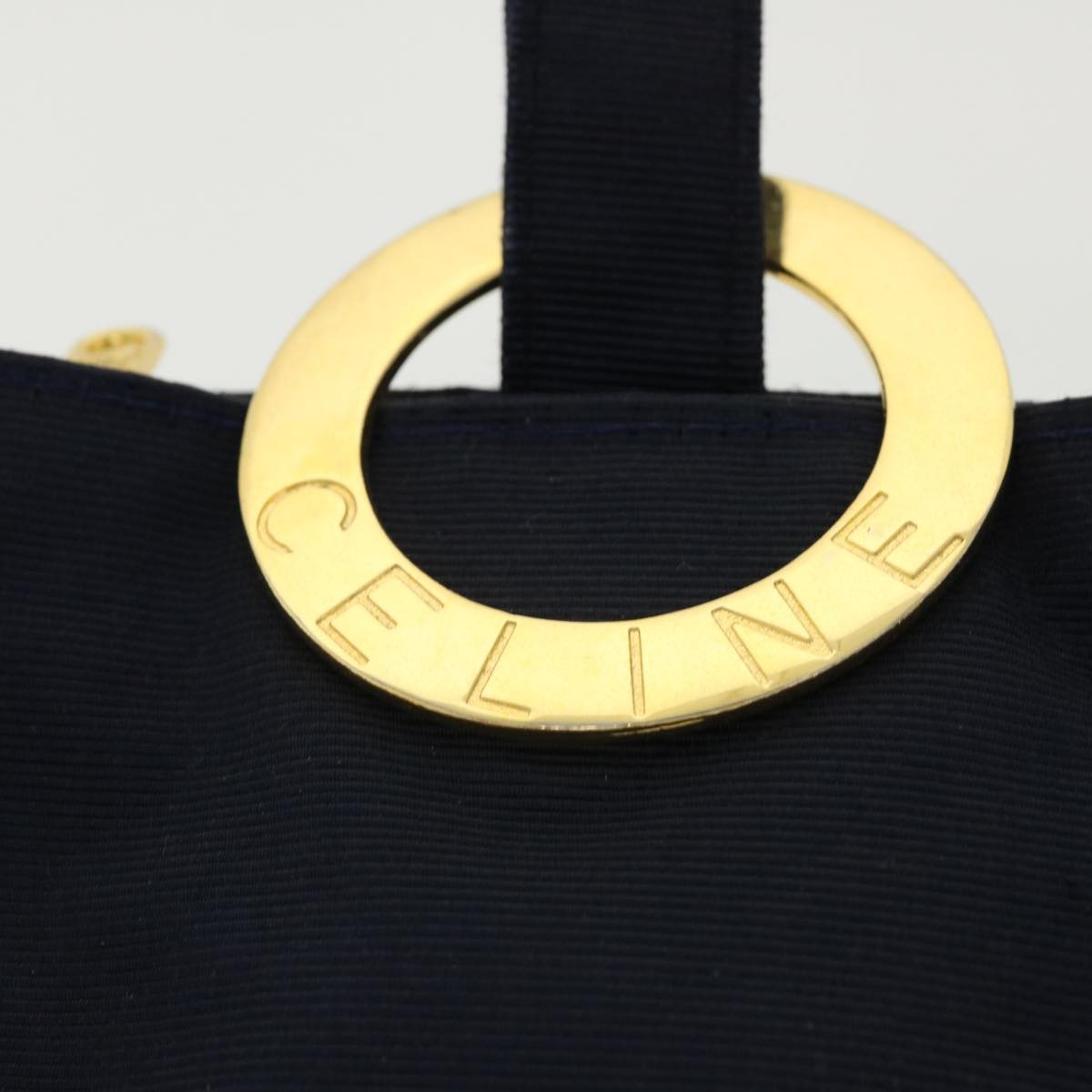 Celine Circle Logo Pouch Nylon, NAVY, CANVAS, Clutche & pouche