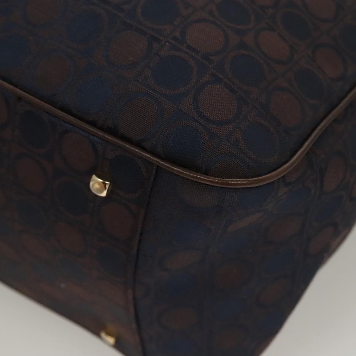 Salvatore Ferragamo Gancini handbag Canvas and Leather, NAVY, CANVAS, Handbag