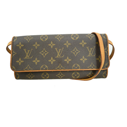 Louis Vuitton Twin Handbag Monogram Canvas, BROWN, CANVAS, Clutche & pouche