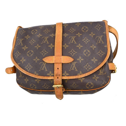 Louis Vuitton Saumur Handbag Monogram Canvas, Brown, Canvas, Shoulder Bag