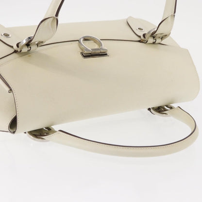 Salvatore Ferragamo Gancini Shoulder Bag Leather, WHITE, LEATHER, Shoulder bag
