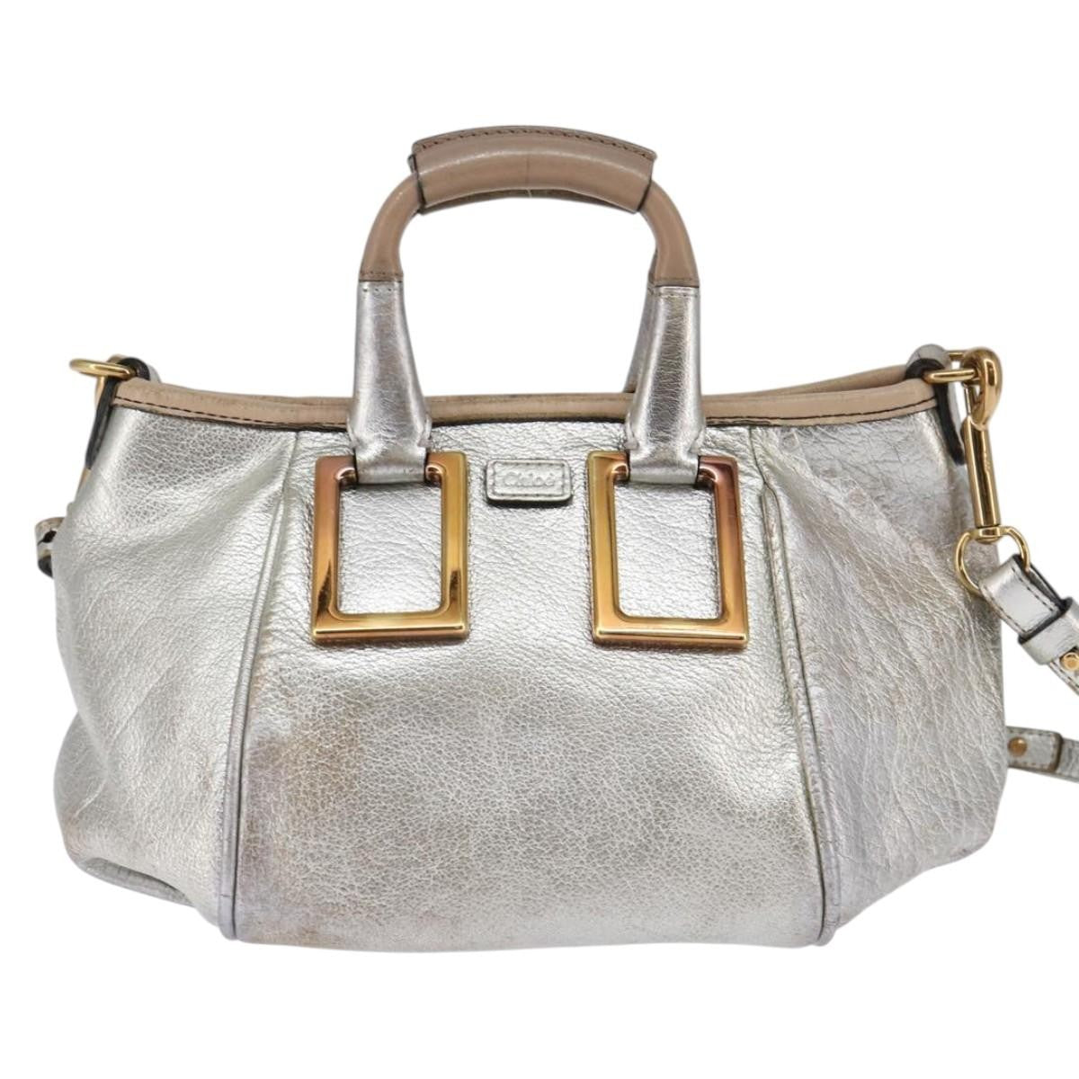Chloe Paddington Lock Handbag Leather, SILVER, LEATHER, Handbag
