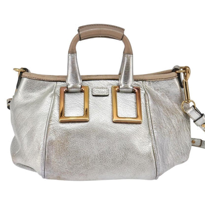Chloe Paddington Lock Handbag Leather, SILVER, LEATHER, Handbag