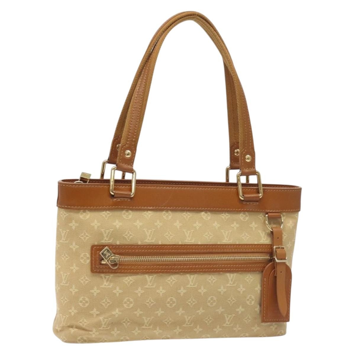 Louis Vuitton Lucille Handbag Mini Lin, BEIGE, CANVAS, Handbag