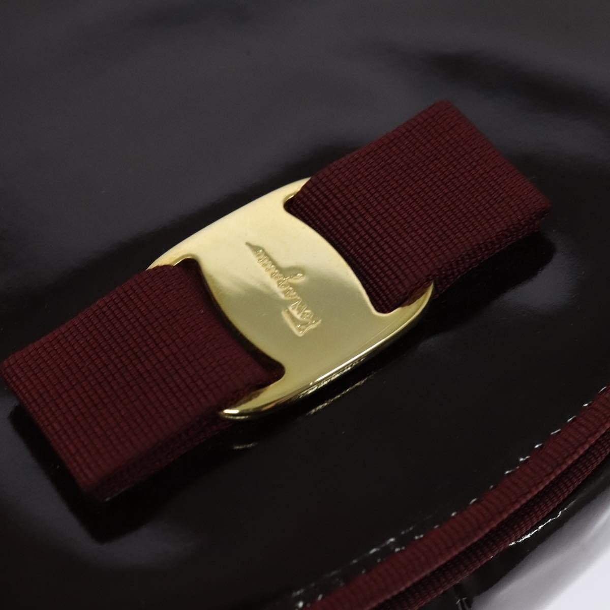 Salvatore Ferragamo Vala Shoulder Bag Patent Leather, BURGUNDY, PATENT_LEATHER, Shoulder bag