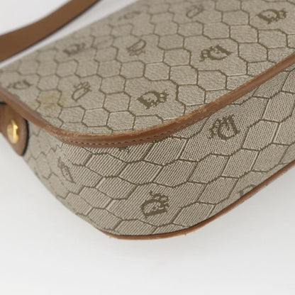 Christian Dior Vintage Honeycomb Shoulder Bag Canvas and Leather, BEIGE, CANVAS, Shoulder bag