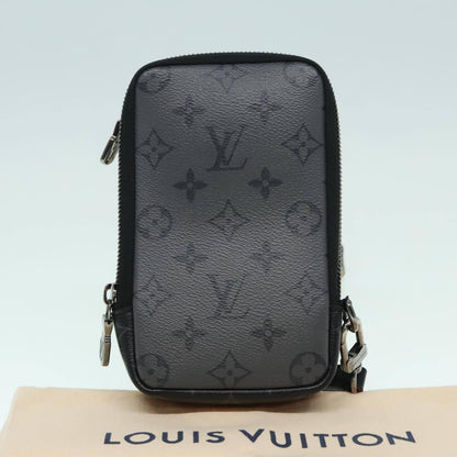Louis Vuitton Double Phone Pouch Reverse Monogram Eclipse Canvas, GRAY, CANVAS, Tech accessory