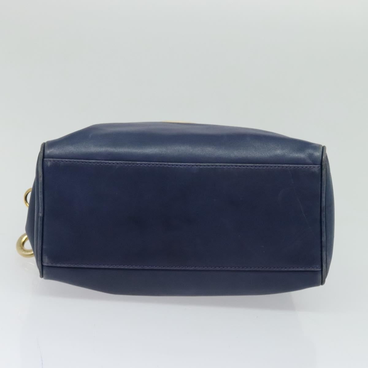 Celine Circle Logo Handbag Leather, BLUE, LEATHER, Handbag