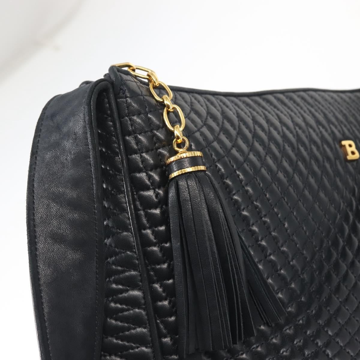 Bally Vintage Shoulder Bag Leather, NAVY, LEATHER, Shoulder bag