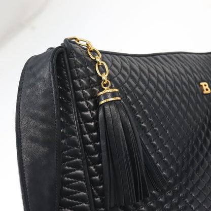 Bally Vintage Shoulder Bag Leather, NAVY, LEATHER, Shoulder bag