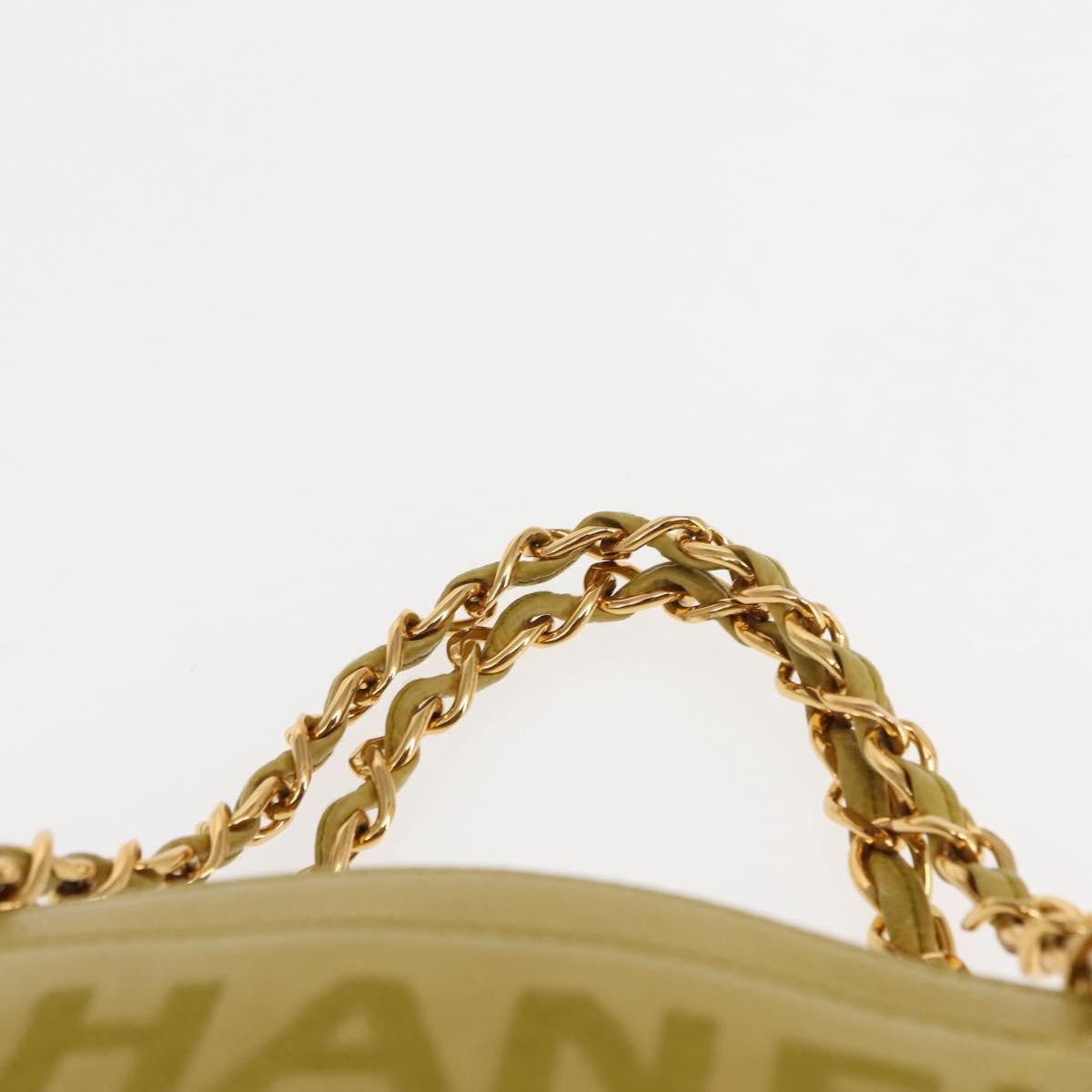 Chanel Vintage Logo Chain Shoulder Bag Caviar, YELLOW, LEATHER, Shoulder bag