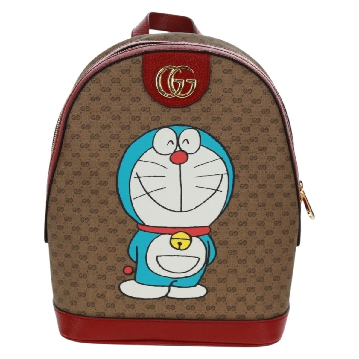 Gucci Doraemon Zip Backpack Printed Mini GG Coated Canvas, Beige, Canvas, Backpack
