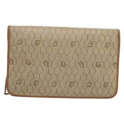 Christian Dior Vintage Honeycomb chain Canvas, BEIGE, CANVAS, Handbag
