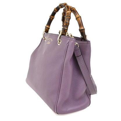 Gucci Bamboo shopper bag Leather, PURPLE, LEATHER, Tote bag