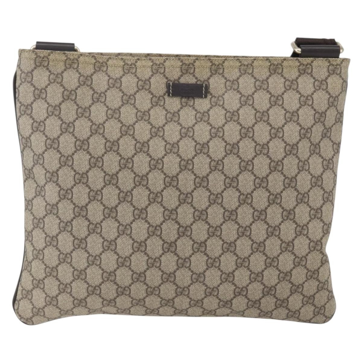 Gucci Zip Top Messenger Bag GG Coated Canvas, BEIGE, CANVAS, Shoulder bag
