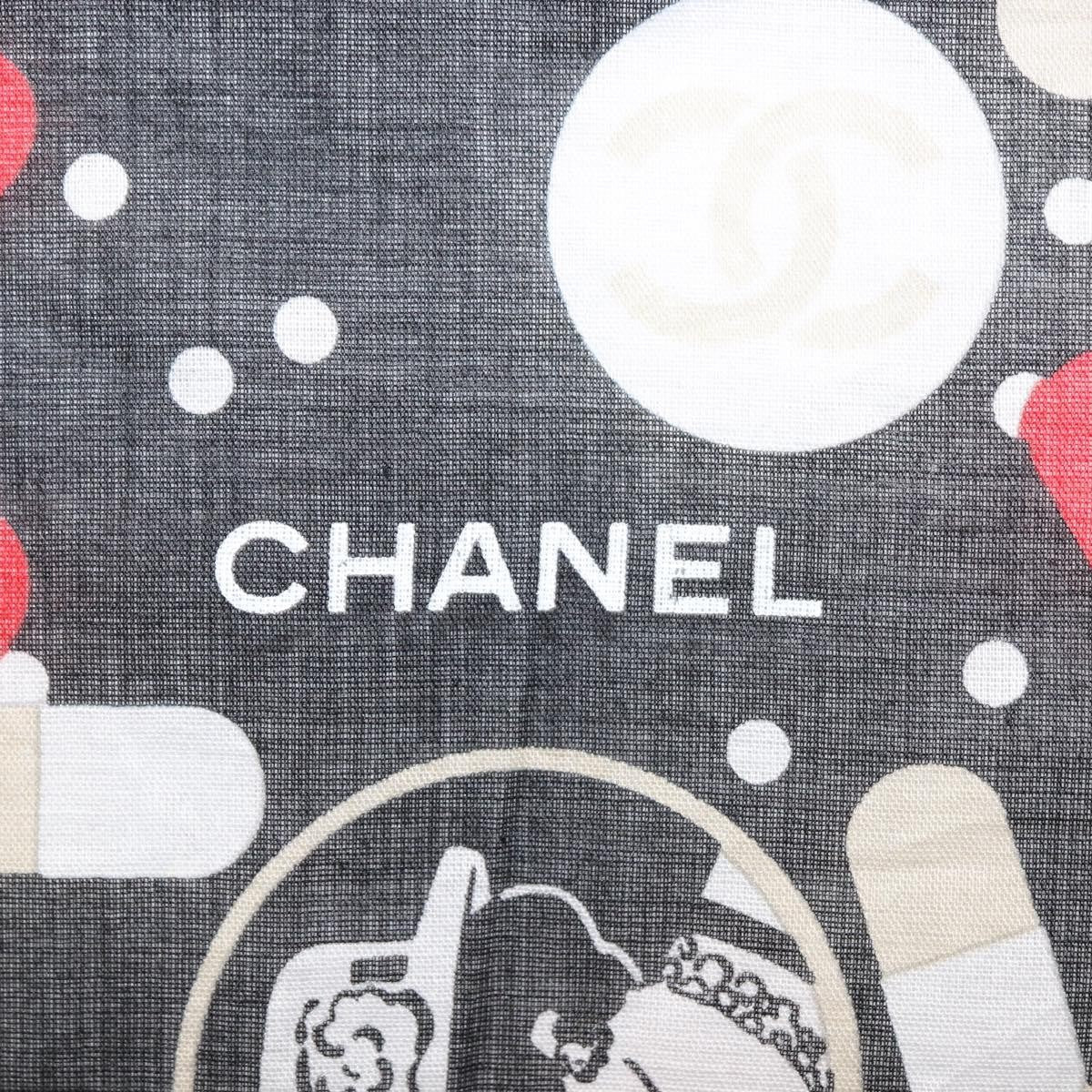Chanel Scrunchie and Square Scarf Hair Tie Set Printed Silk, BLACK, COTTON, Scarve & shawl