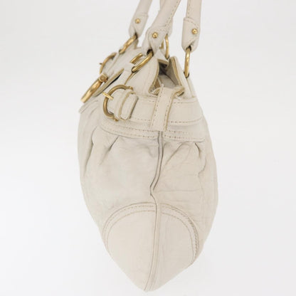 Salvatore Ferragamo Gancini handbag Leather, WHITE, LEATHER, Handbag