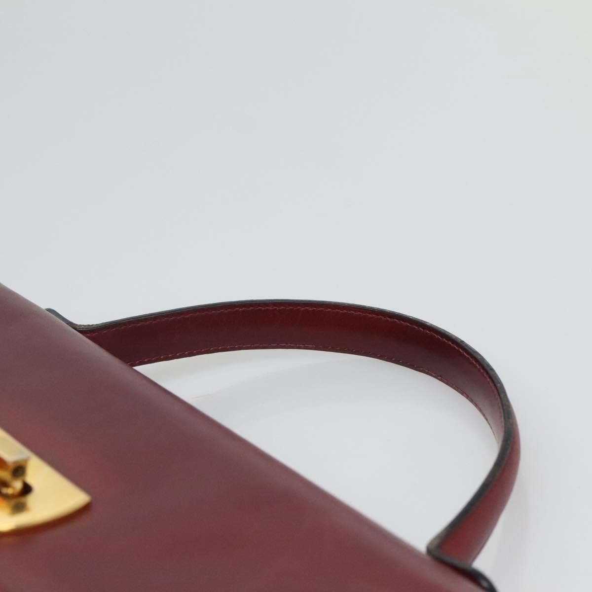Salvatore Ferragamo Gancini handbag Leather, BURGUNDY, LEATHER, Handbag