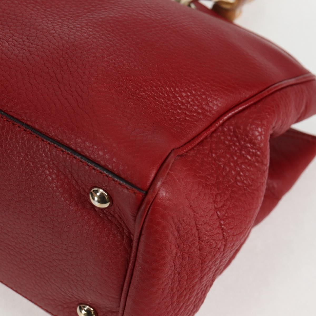 Gucci Bamboo Shopper Tote Leather, RED, LEATHER, Tote bag