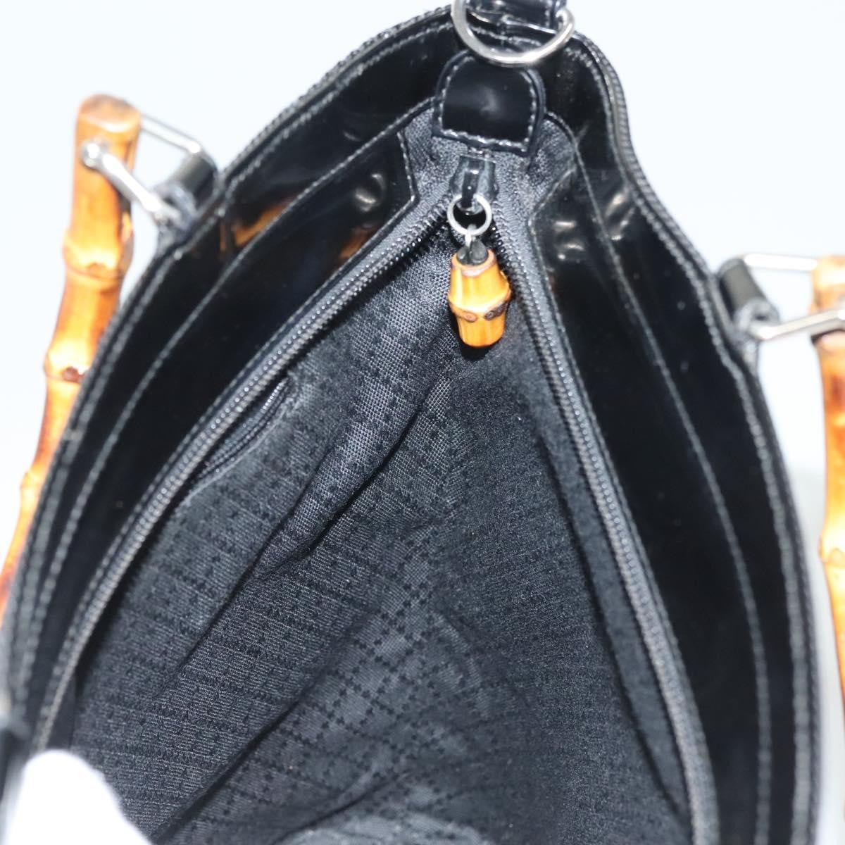Gucci Vintage Bamboo Handle Bag Nylon, BLACK, NYLON, Handbag
